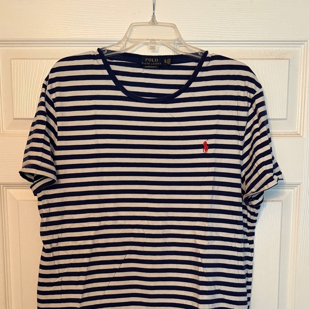 Polo by Ralph Lauren Blue and White Striped Tee